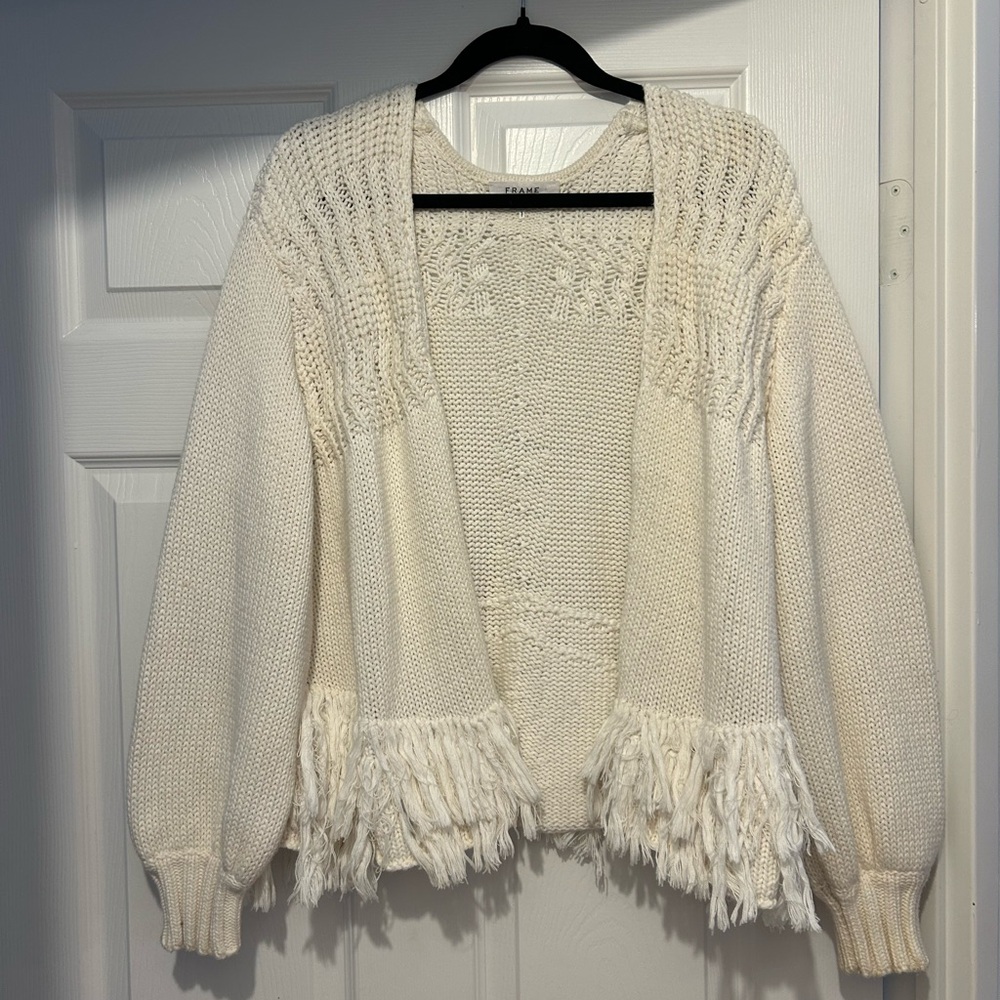 FRAME fringe cotton cashmere cardigan